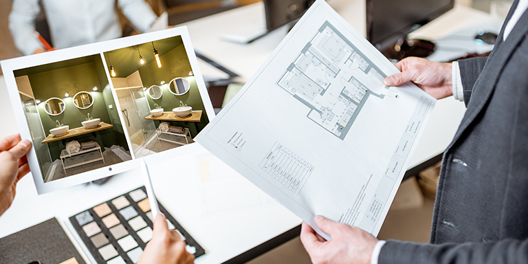 professional-design-services interior designers looking at home plans and designs