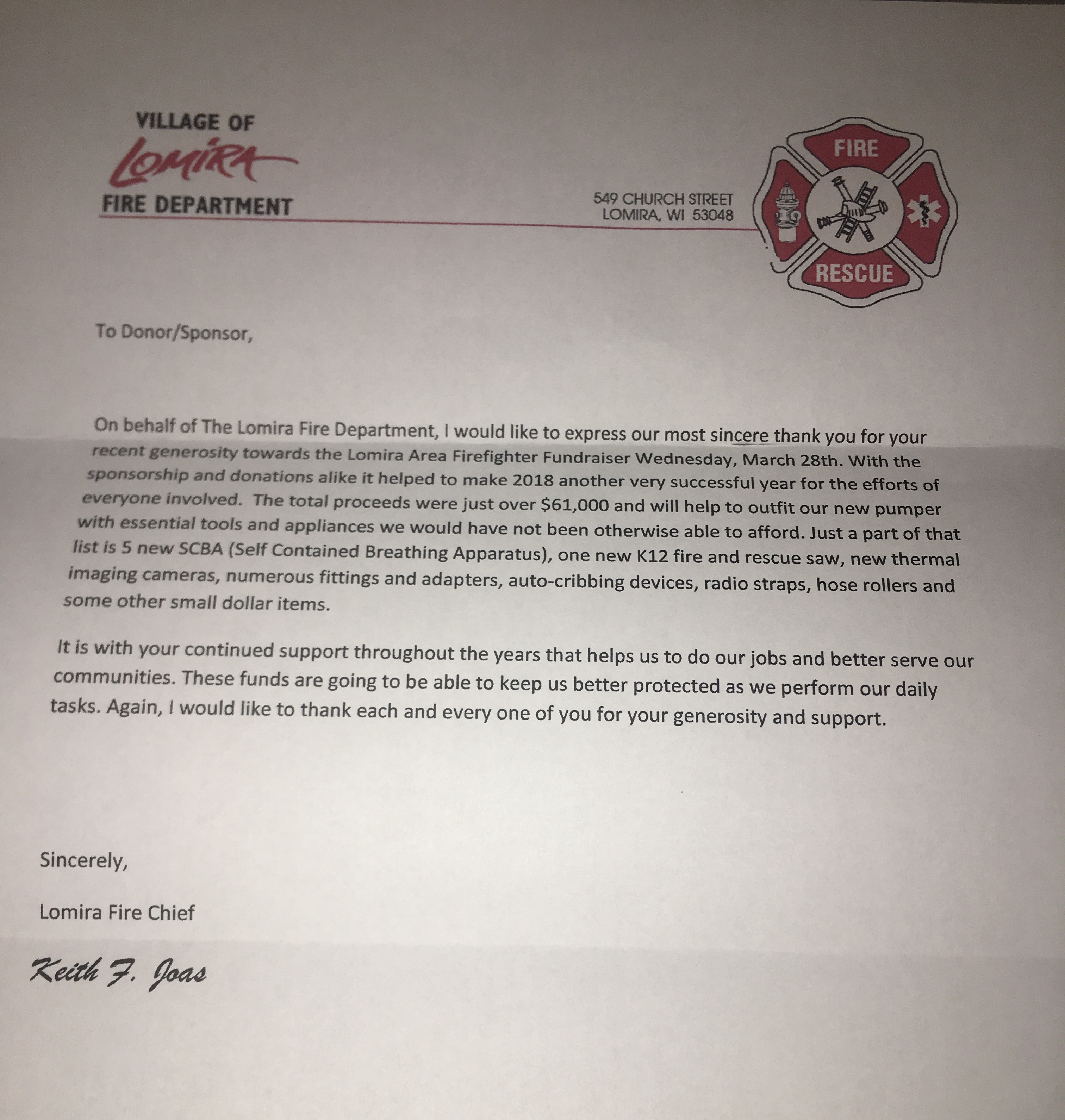 Lomira Fire Department Drexel Building Supply